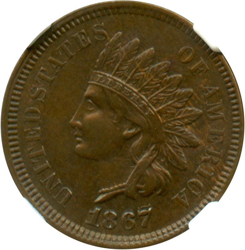 image for: 1867/67 1c NGC AU53 BN (FS-301)