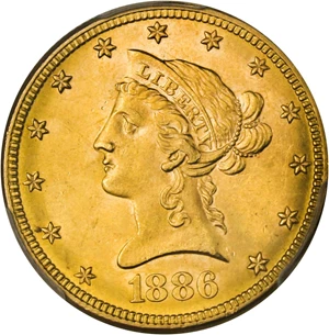 image for: 1886 $10 PCGS MS63