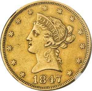 image for: 1847 $10 NGC AU53