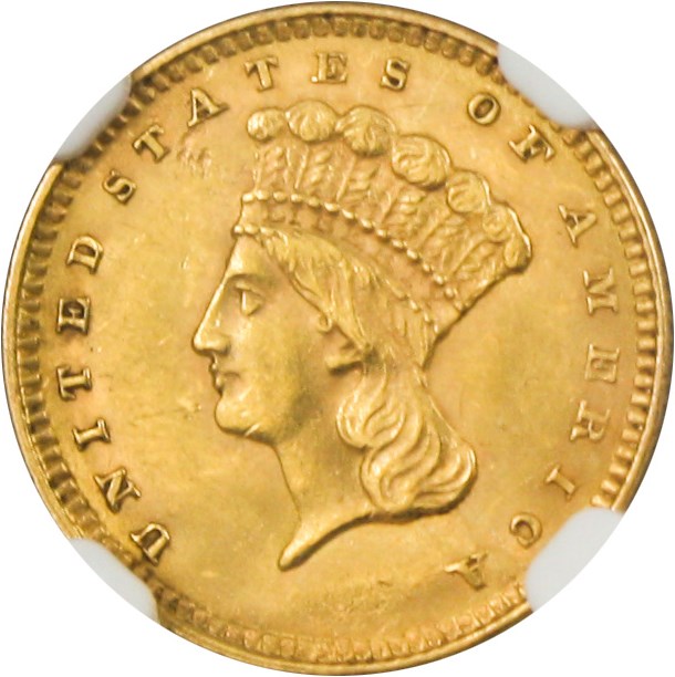 image for: 1857 G$1 NGC MS61