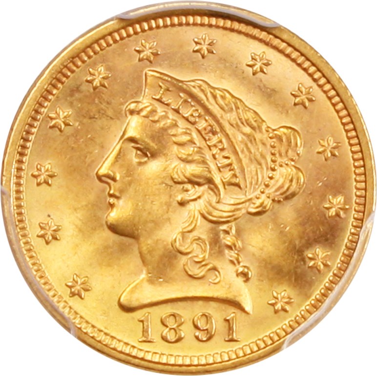 image for: 1891 $2 1/2 PCGS/CAC MS64 - Vault Value! 