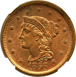 image for: 1856 1c NGC MS64 RD (Slanted 5)