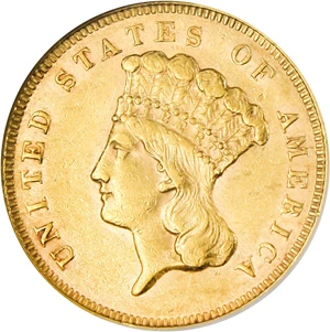 image for: 1866 $3 NGC/CAC AU58