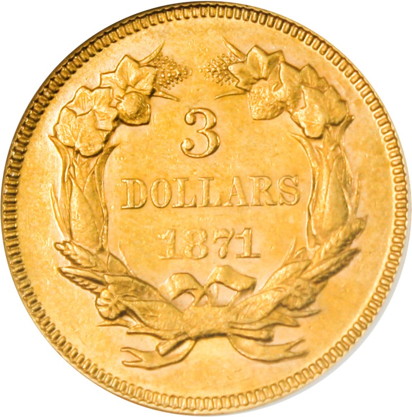 image for: 1871 $3 NGC/CAC AU58
