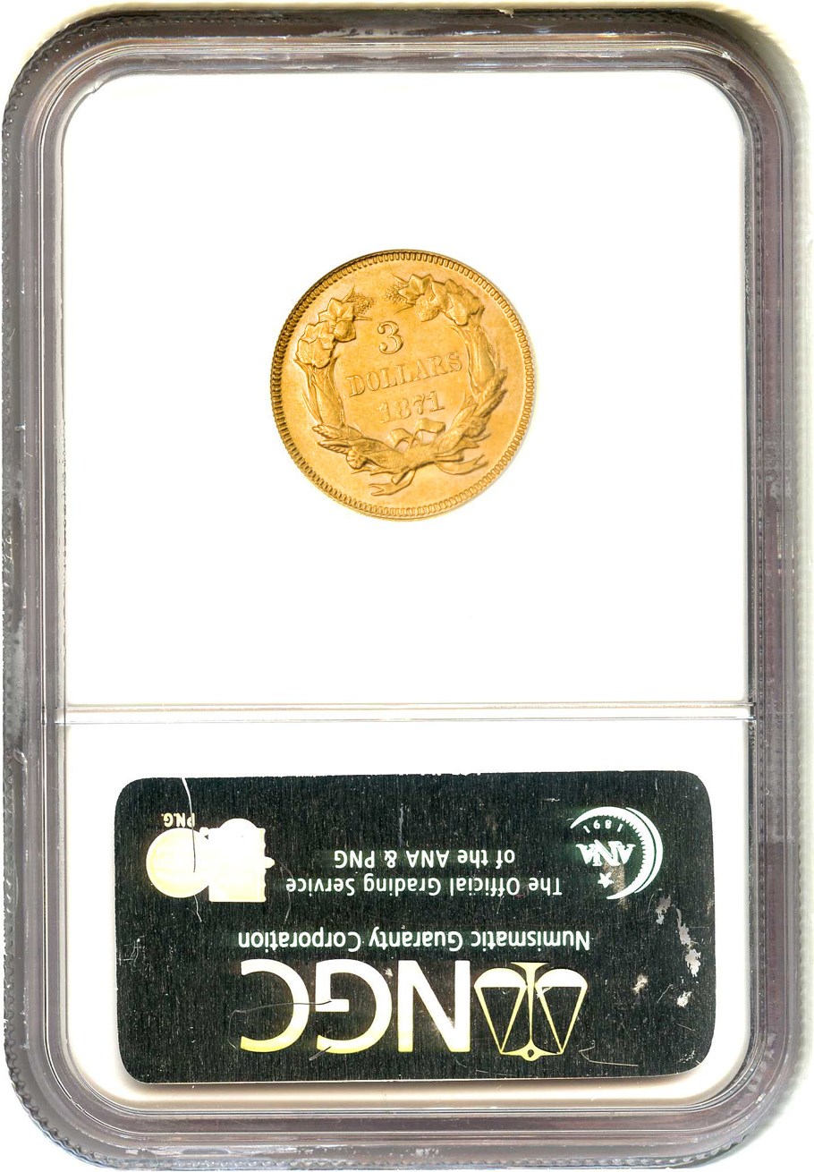 image for: 1871 $3 NGC/CAC AU58