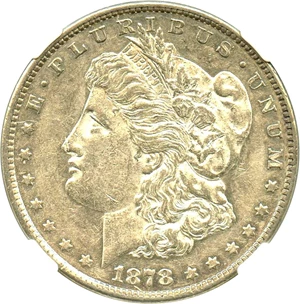 image for: 1878-CC $1 NGC AU53 (VAM-18, Doubled Leaves) - No Reserve!