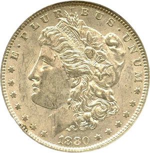 image for: 1880 $1 NGC AU58 (Binion Collection, VAM-6, 8/7, Spikes) - No Reserve!