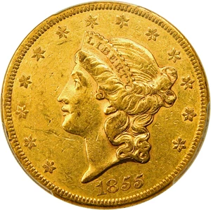image for: 1855 $20 PCGS AU50