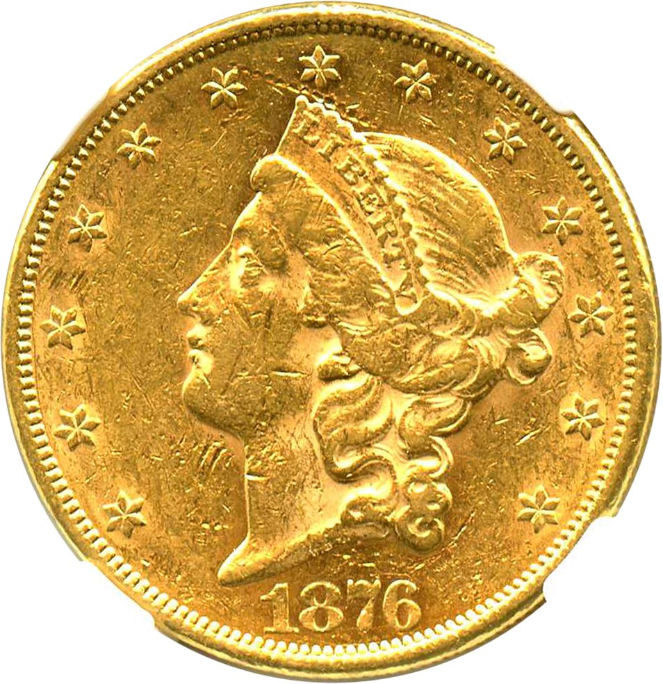 image for: 1876 $20 NGC AU53