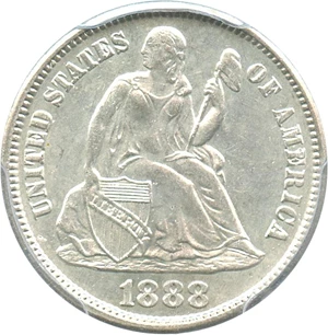 image for: 1888-S 10c PCGS MS63