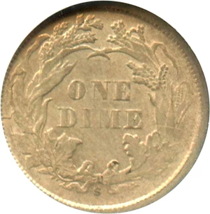 image for: 1874-S 10c NGC AU58 (Arrows)