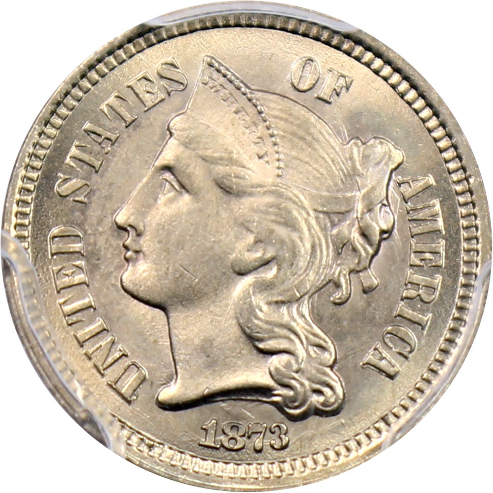 image for: 1873 3CN PCGS/CAC MS65 (Open 3) - DLRC Discount!