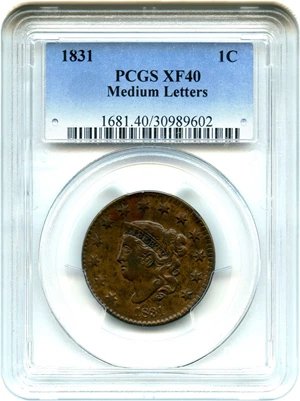 image for: 1831 1c PCGS XF40 (Medium Letters)