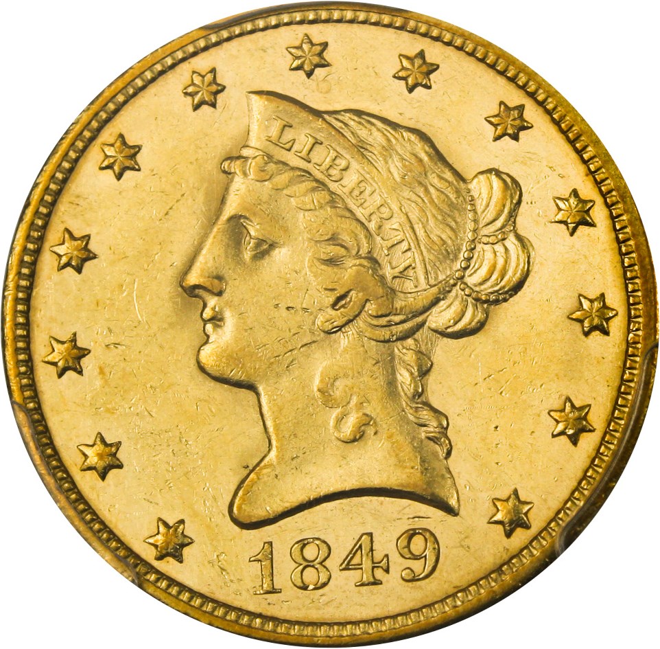 image for: 1849 $10 PCGS MS61 - Vault Value!