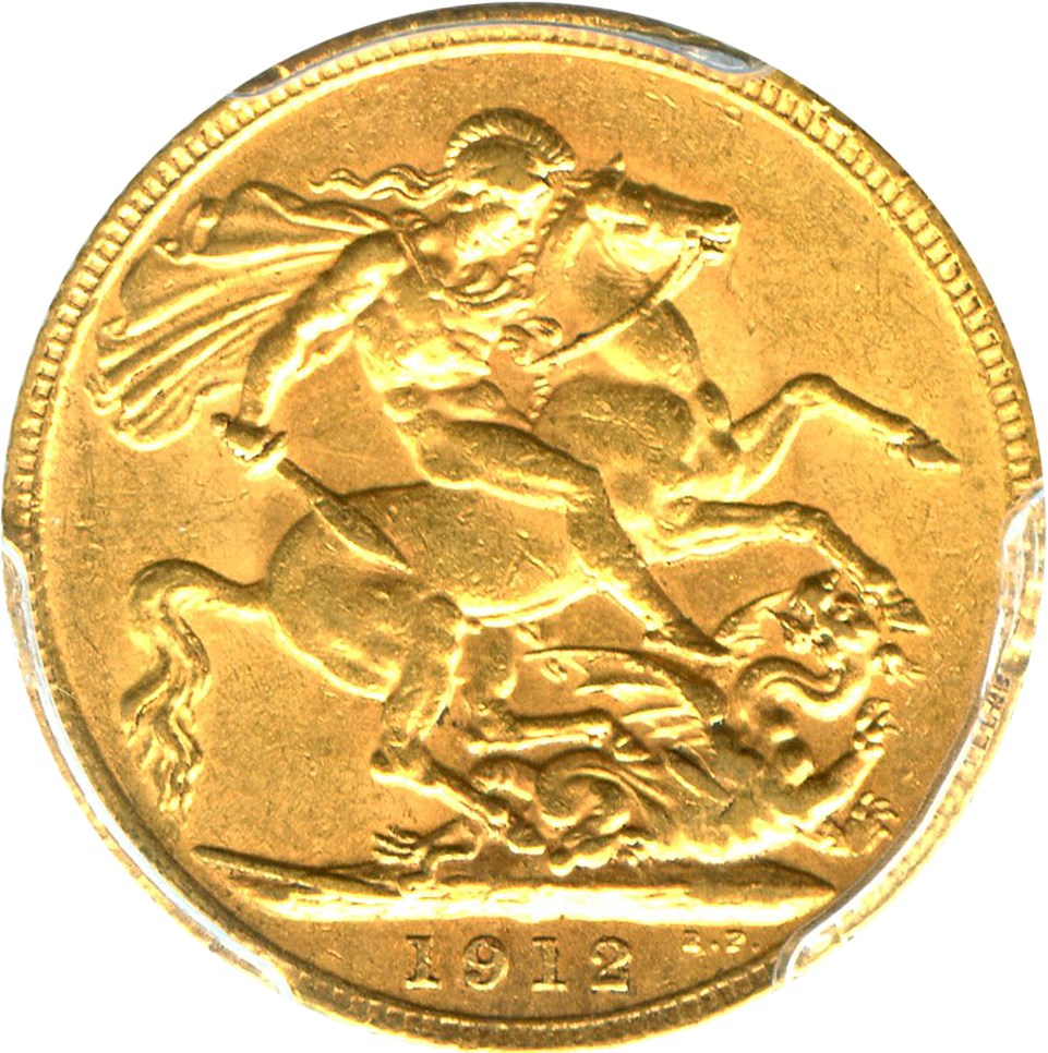image for: Great Britain: 1912 Gold Sovereign PCGS AU58 (S-3996, KM-820) .2354oz Gold - No Reserve!