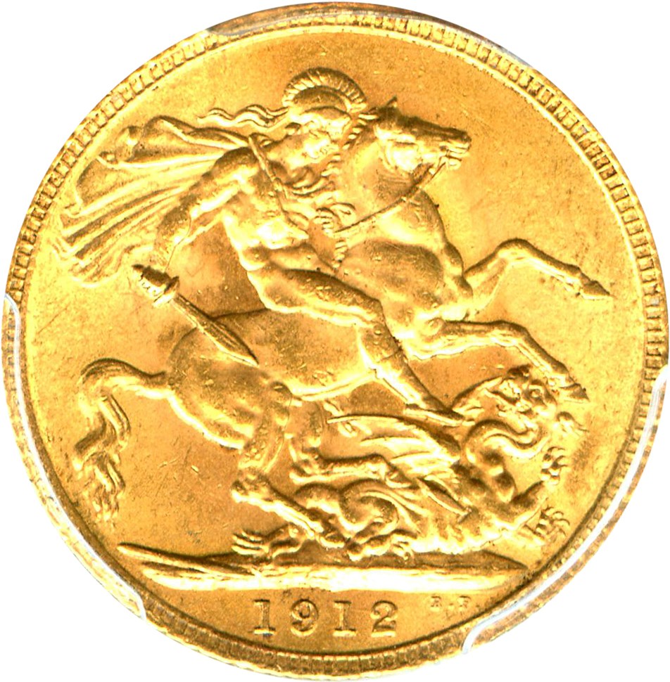 image for: Great Britain: 1912 Gold Sovereign PCGS MS63 (S-3996, KM-820) .2355oz Gold