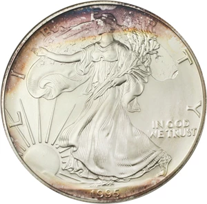 image for: Mint Error: 1995 Silver Eagle $1 ANACS MS63 (Obverse Lamination) - No Reserve!