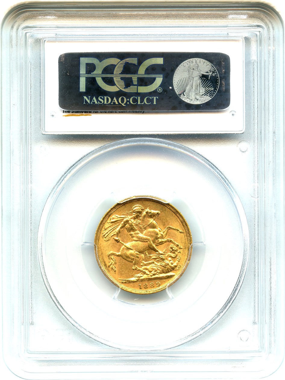 image for: Great Britain: 1889 Gold Sovereign PCGS AU55 (S-3866B, KM-767) .2355oz Gold