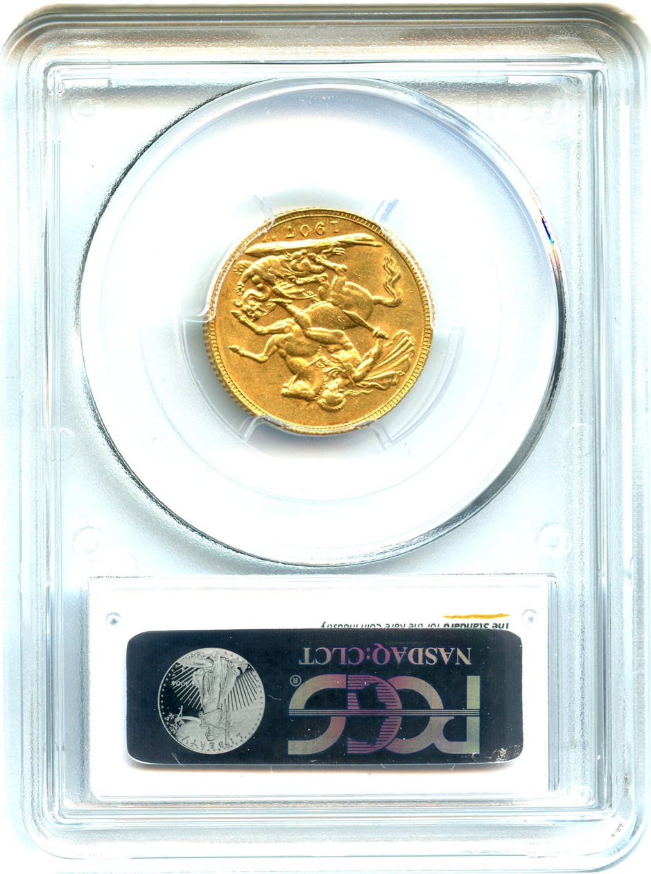 image for: Great Britain: 1907 Gold Sovereign PCGS AU58 (S-3969, KM-805) .2354oz Gold