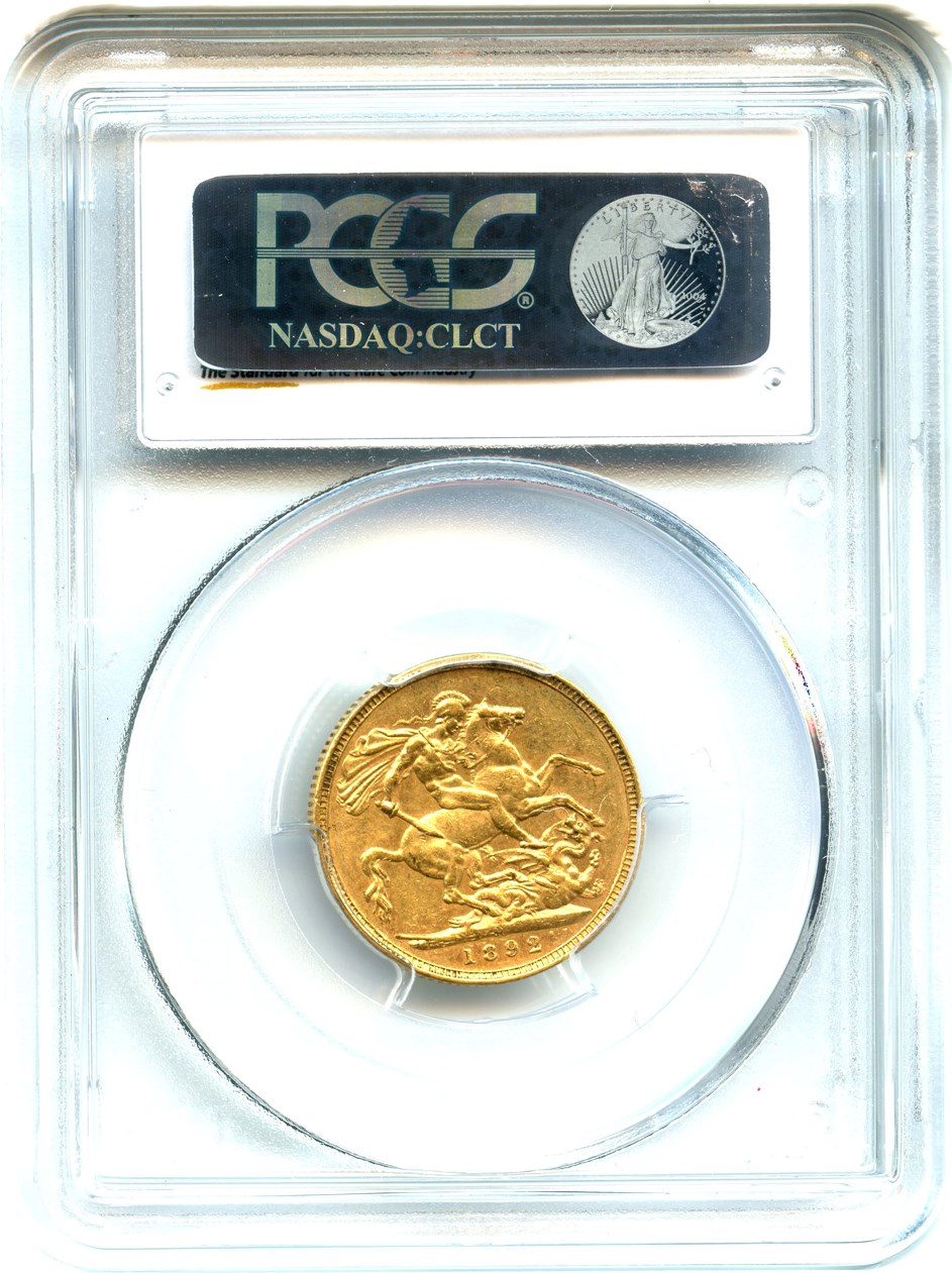 image for: Australia: 1892-M Jubilee Head Gold Sovereign PCGS AU53 (S-3867C, KM-10) .2355oz Gold