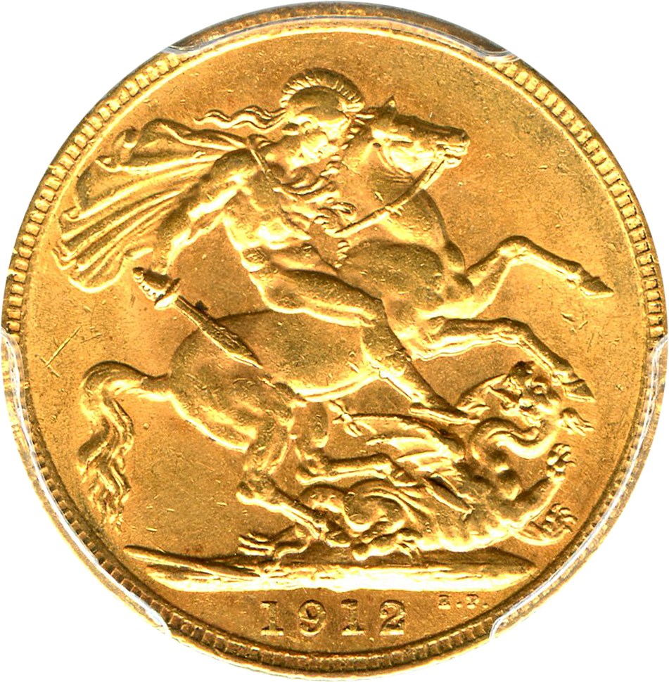 image for: Great Britain: 1912 Gold Sovereign PCGS MS61 (S-3996, KM-820) .2354oz Gold
