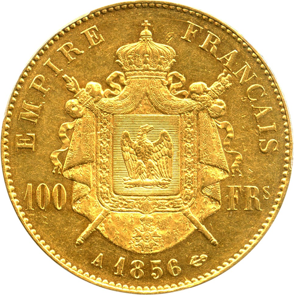 image for: France: 1856-A Gold 100 Franc PCGS AU55 (KM-786.1) .9334oz Gold