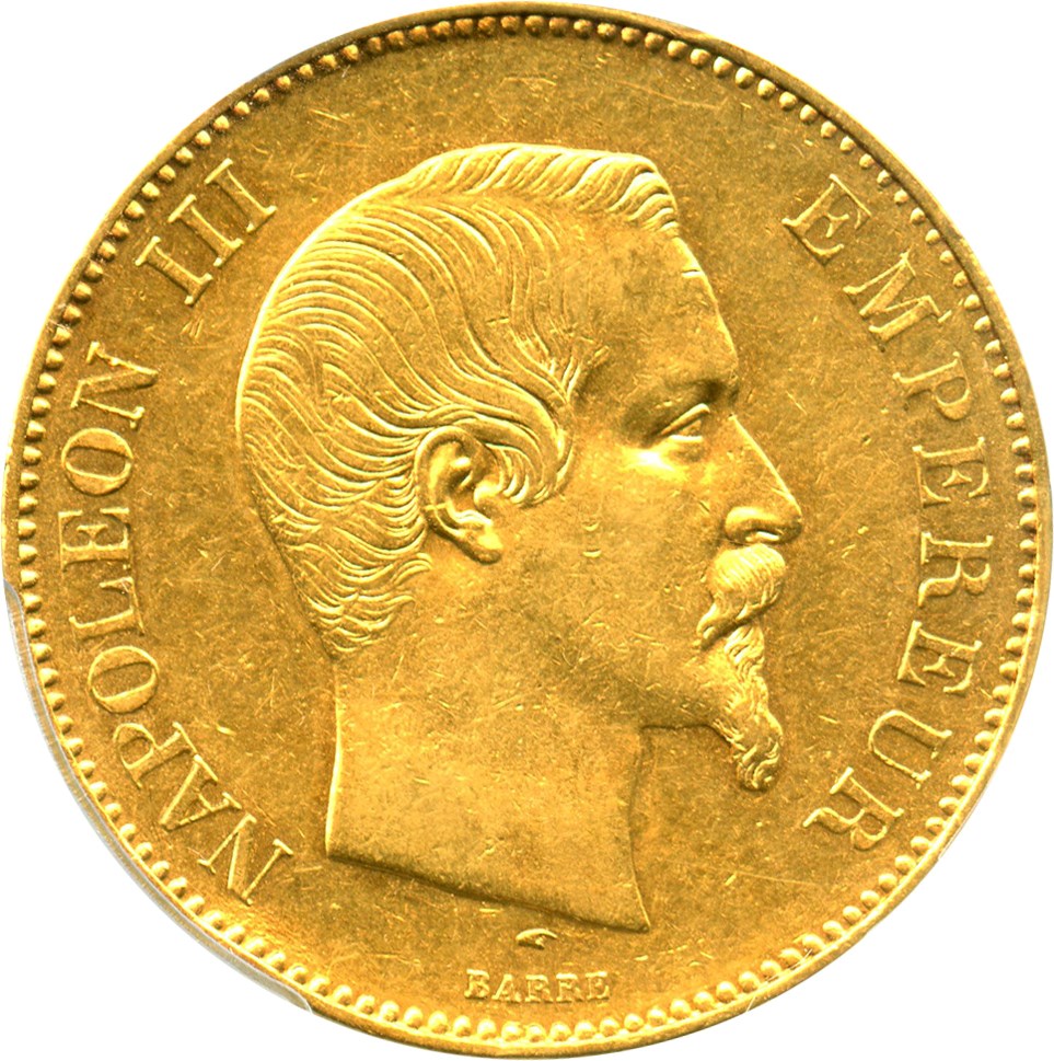 image for: France: 1856-A Gold 100 Franc PCGS AU55 (KM-786.1) .9334oz Gold