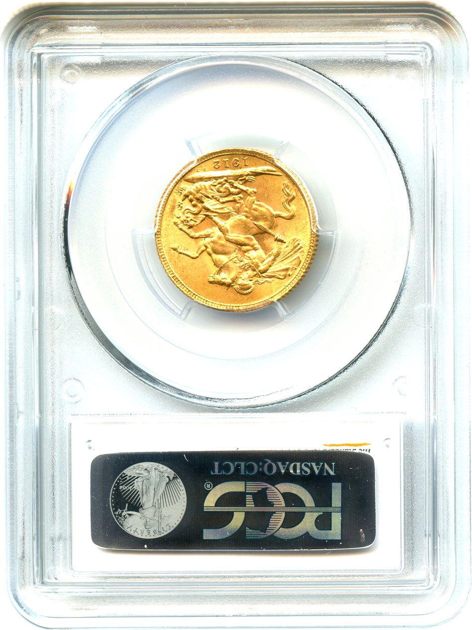image for: Great Britain: 1912 Gold Sovereign PCGS MS63 (S-3996, KM-820) .2355oz Gold