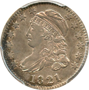 image for: 1821 10c PCGS AU53 (Large Date) - Vault Value!
