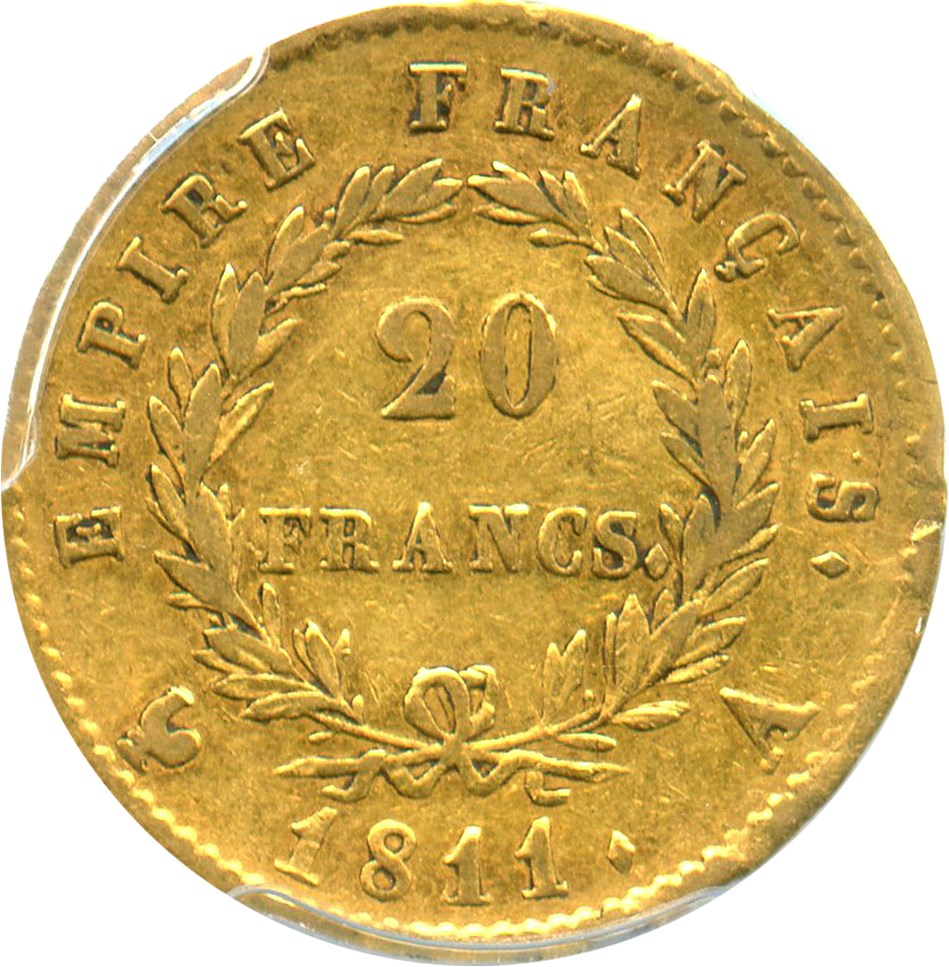 image for: France: 1811-A Gold 20 Franc PCGS XF45 (KM-695.1) .1867oz Gold