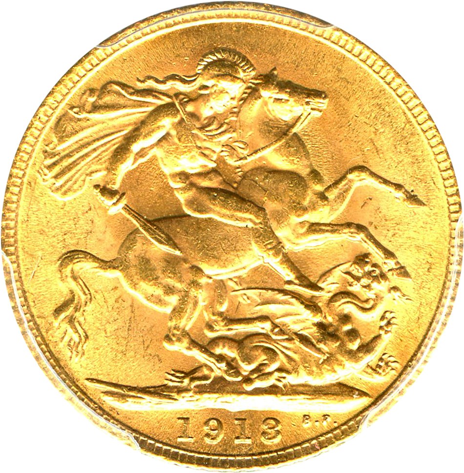 image for: Great Britain: 1913 Gold Sovereign PCGS MS63 (S-3996, KM-820) .2354oz Gold 