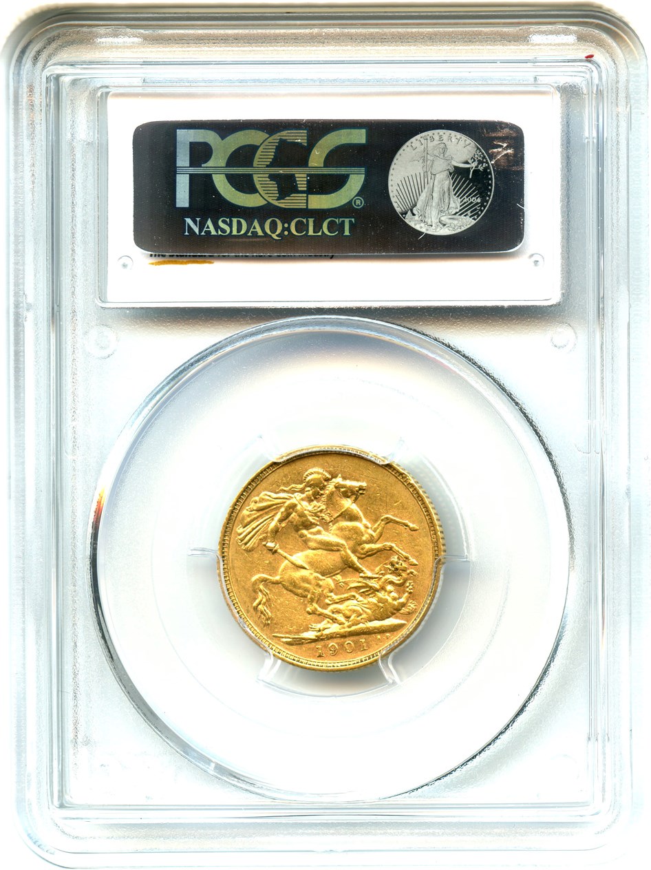 image for: Australia: 1901-M Gold Sovereign PCGS AU50 (S-3875, KM-13) .2354oz Gold - No Reserve!