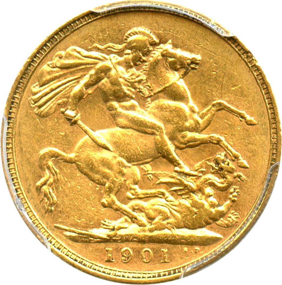 image for: Australia: 1901-M Gold Sovereign PCGS AU50 (S-3875, KM-13) .2354oz Gold - No Reserve!