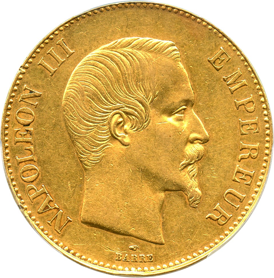 image for: France: 1858-A Gold 100 Franc PCGS AU53 (KM-786.1) .9334oz Gold