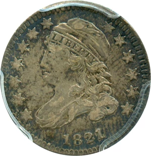 image for: 1821 10c PCGS/CAC VF25 (Small Date)