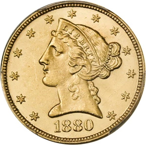 image for: 1880 $5 PCGS MS64