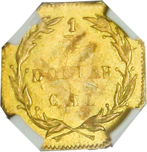 image for: California Fractional Gold: 1874 25c NGC MS62 (Octagonal, Liberty, BG-775)