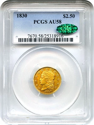 image for: 1830 $2 1/2 PCGS/CAC AU58