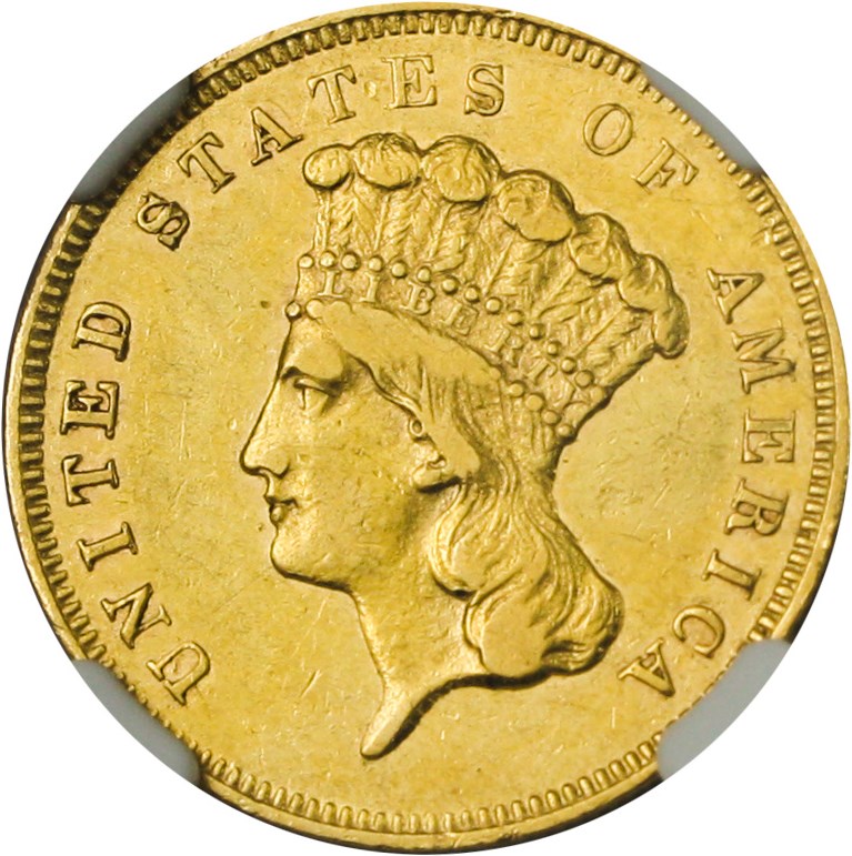 image for: 1857-S $3 NGC AU50