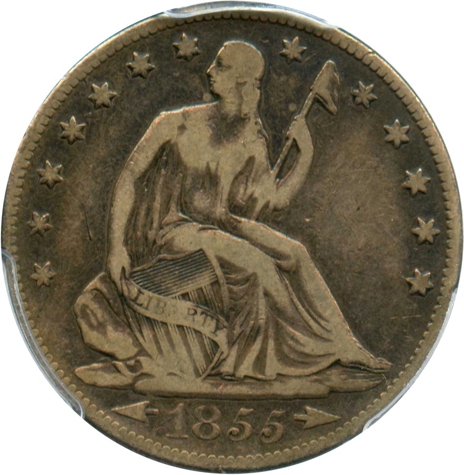 image for: 1855-S 50c PCGS F12 (Arrows)