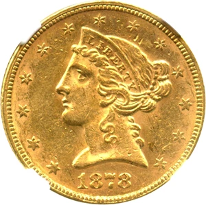 image for: 1878 $5 NGC AU58