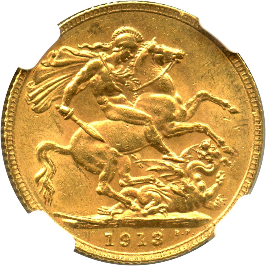 image for: Great Britain: 1913 Sovereign NGC AU58 (KM#820) 0.2354 oz Gold