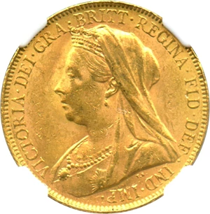 image for: Australia: 1900-P Sovereign NGC MS62 (KM#13) 0.2354 oz Gold