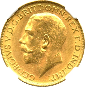 image for: Great Britain: 1912 Sovereign NGC MS62 (KM#820) 0.2354 oz Gold