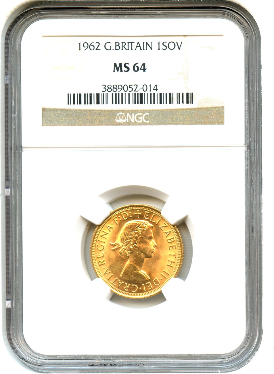 image for: Great Britain: 1962 Sovereign NGC MS64 (KM#908) 0.2354 oz Gold