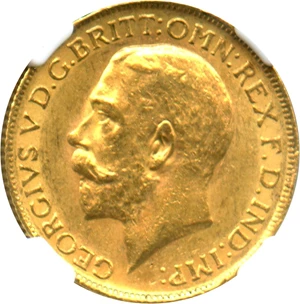 image for: Great Britain: 1913 Sovereign NGC AU58 (KM#820) 0.2354 oz Gold