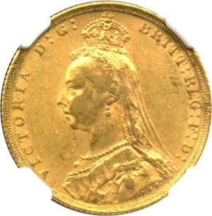 image for: Great Britain: 1889 Sovereign NGC AU53 (KM#767) 0.2354 oz Gold