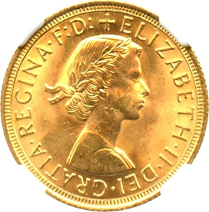 image for: Great Britain: 1962 Sovereign NGC MS64 (KM#908) 0.2354 oz Gold