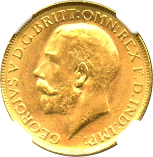 image for: Australia:1918-P Sovereign NGC MS61 (KM-29) 0.2354 oz Gold - No Reserve!