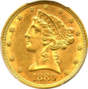 image for: 1880 $5 PCGS MS61 - No Reserve!
